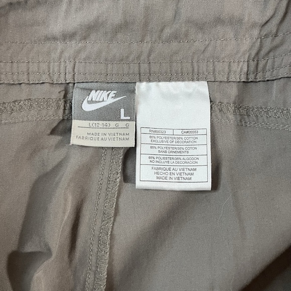 Y2K Nike 90s Grey Women Large Parachute Capri Cargo Track Baggy Wide Leg Pants - Picture 9 of 11